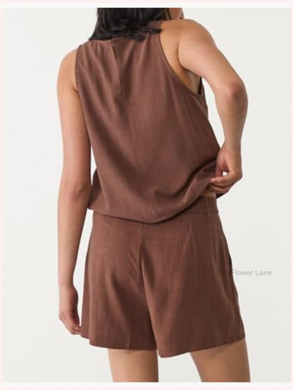 Womens Linen Tank Top Sleeveless Casual Summer Beach Top - Picture 4 of 6